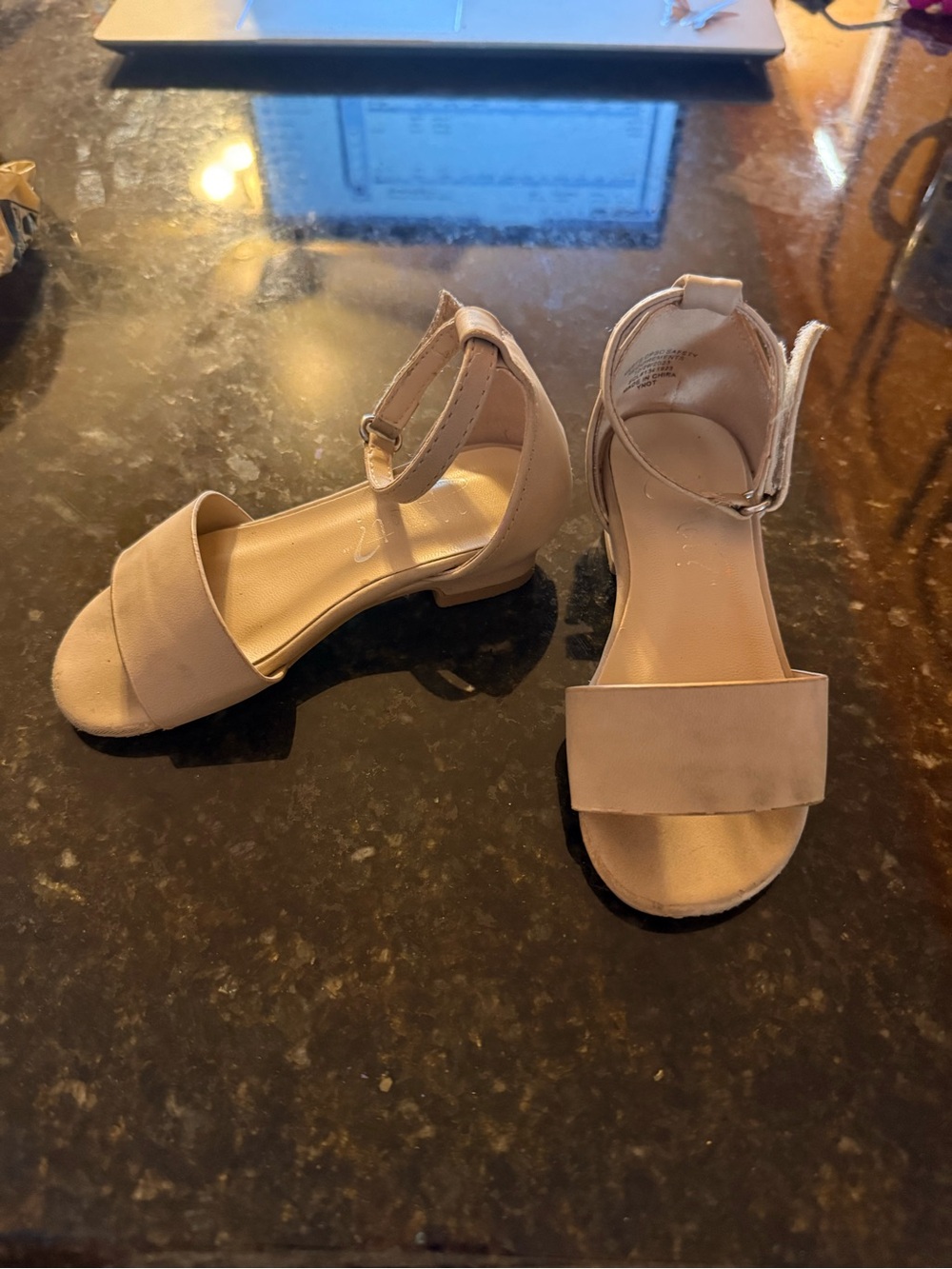Baby Ankle-Strap Open-Toe Heels in Nude